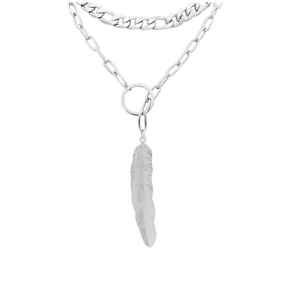 Stainless Steel Leaf Y Necklace - Picture 1 of 6
